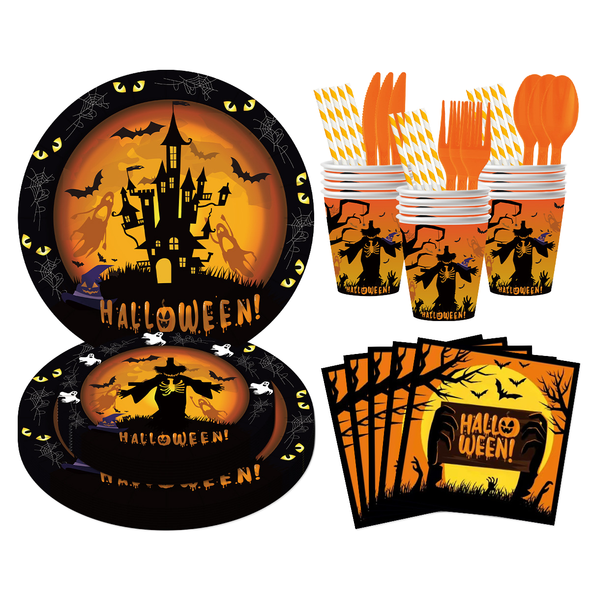 Halloween Paper Party Tableware Set