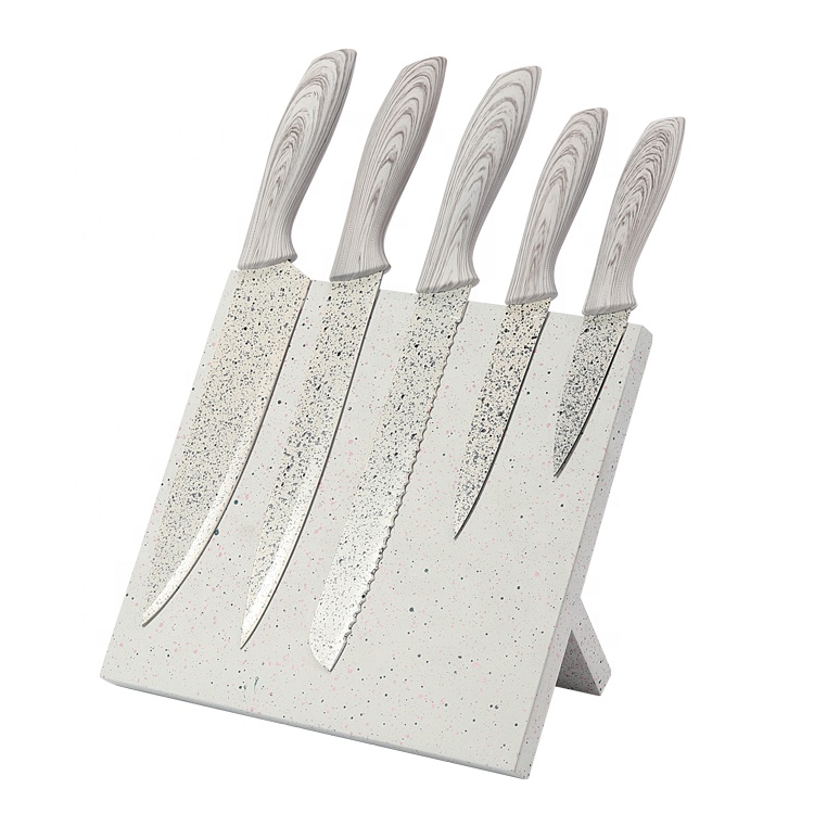 7pc Stainless Steel Knife Set Hollow Handle & Block