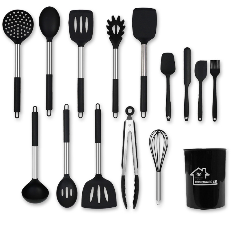Household-Cuisine-Accessories-Kitchenware-Spatula-Spoon-15piece.jpg 15pcs SS-Handle Silicone Tool Set