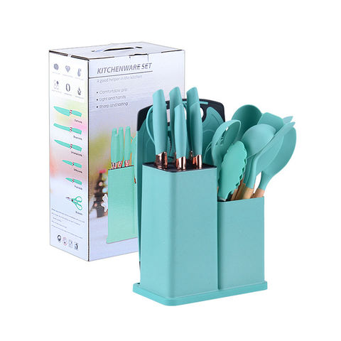 Black-Pink-Green Silicone Utensils Set
