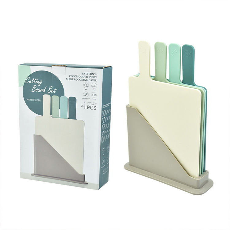 4Pcs Long Handle Cutting Board Set with Holder