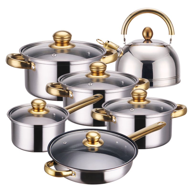 12PC Gold Plated SS Cookware Set