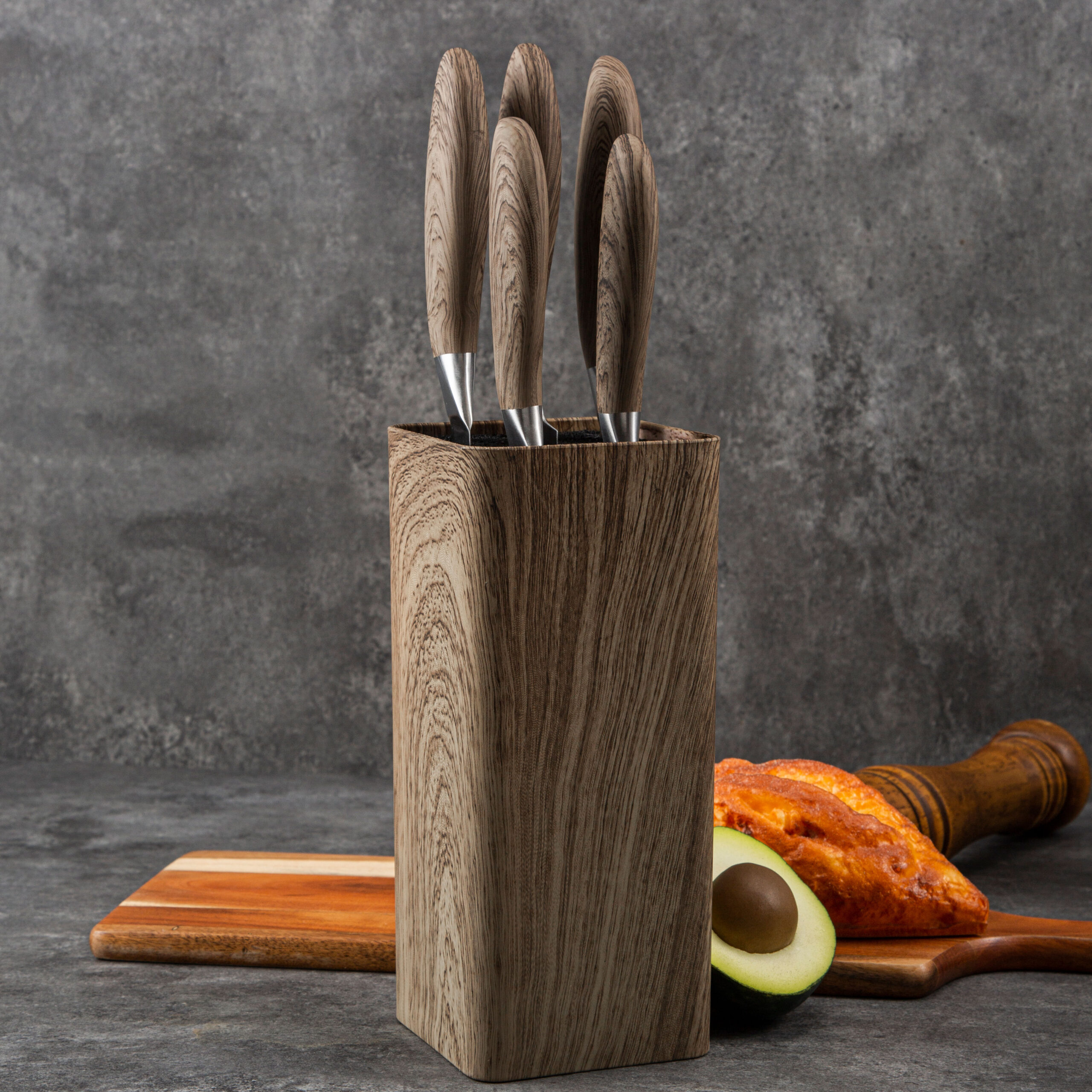 8pc Wood Pattern Cleaver Home Knife Set