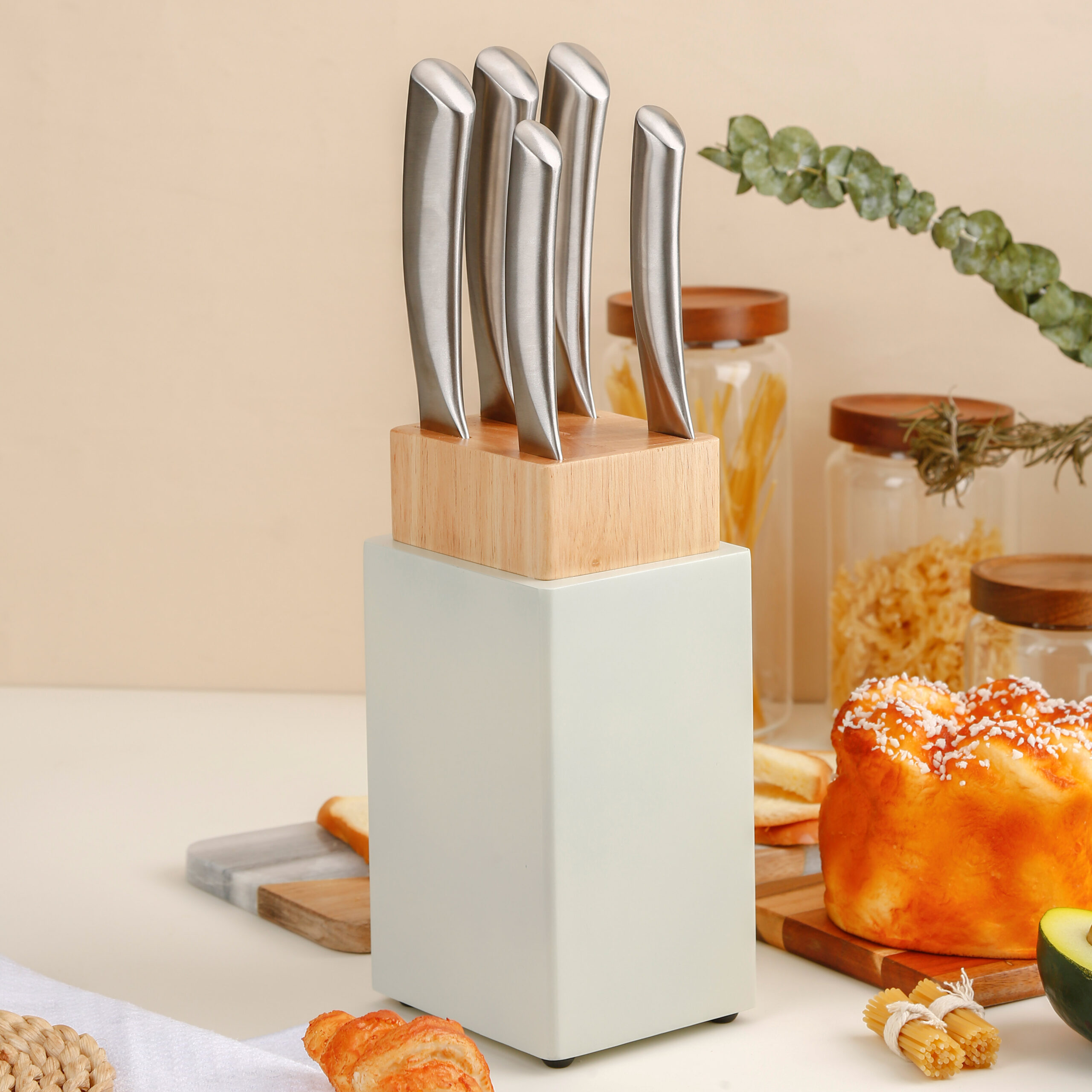 Stainless Steel Kitchen Knife Set with Hollow ABS Handle