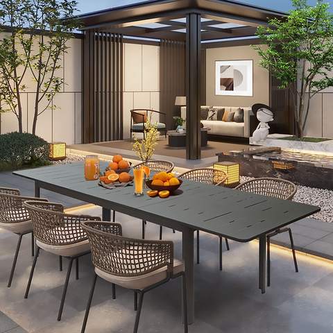 Brown Extendable Outdoor Dining Table