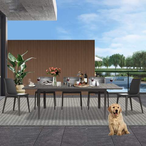Brown Extendable Courtyard Table