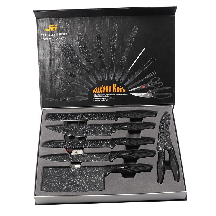 24pc Black Gift Non-Stick Knife Set