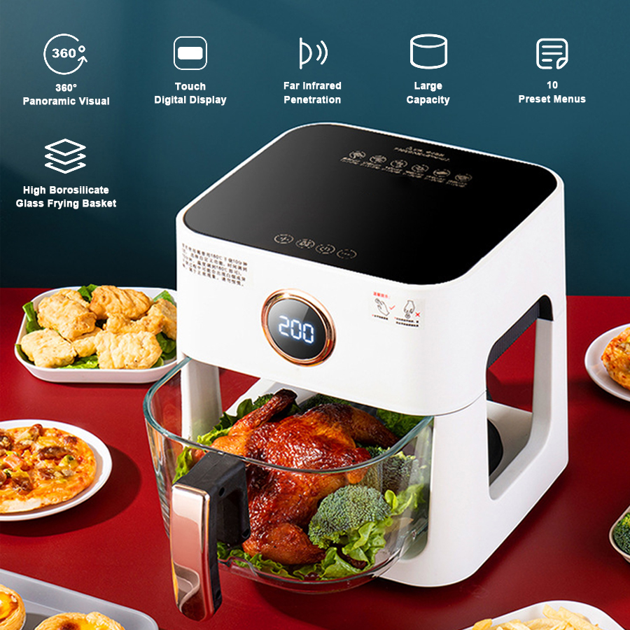 360 degree Visible Glass Bowl Air Fryer