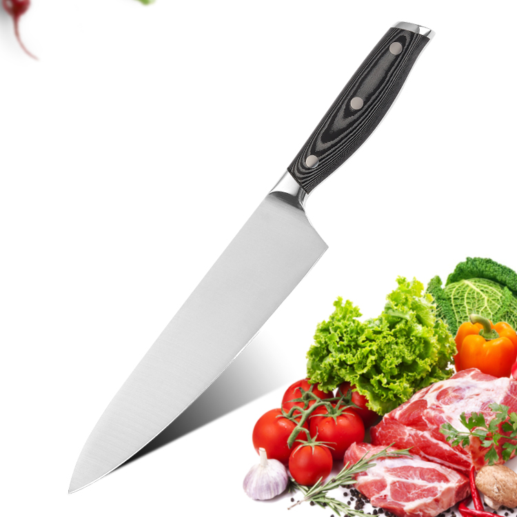 8 Inch German Steel Micarta Damascus Chef Knife