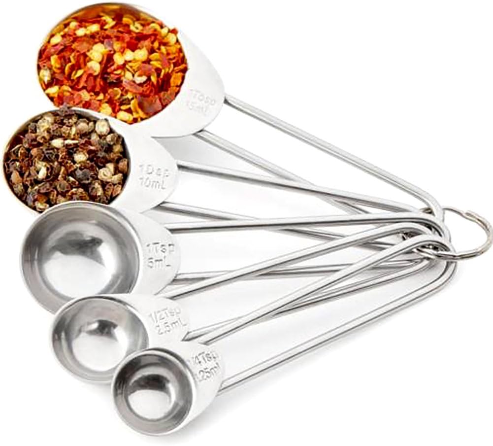 5pc Stainless Steel Thread Handle Spoons