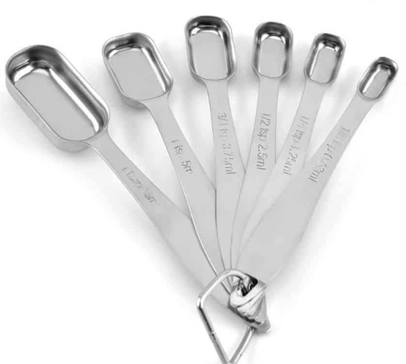 Square Stainless Steel Measuring Spoon 6pc