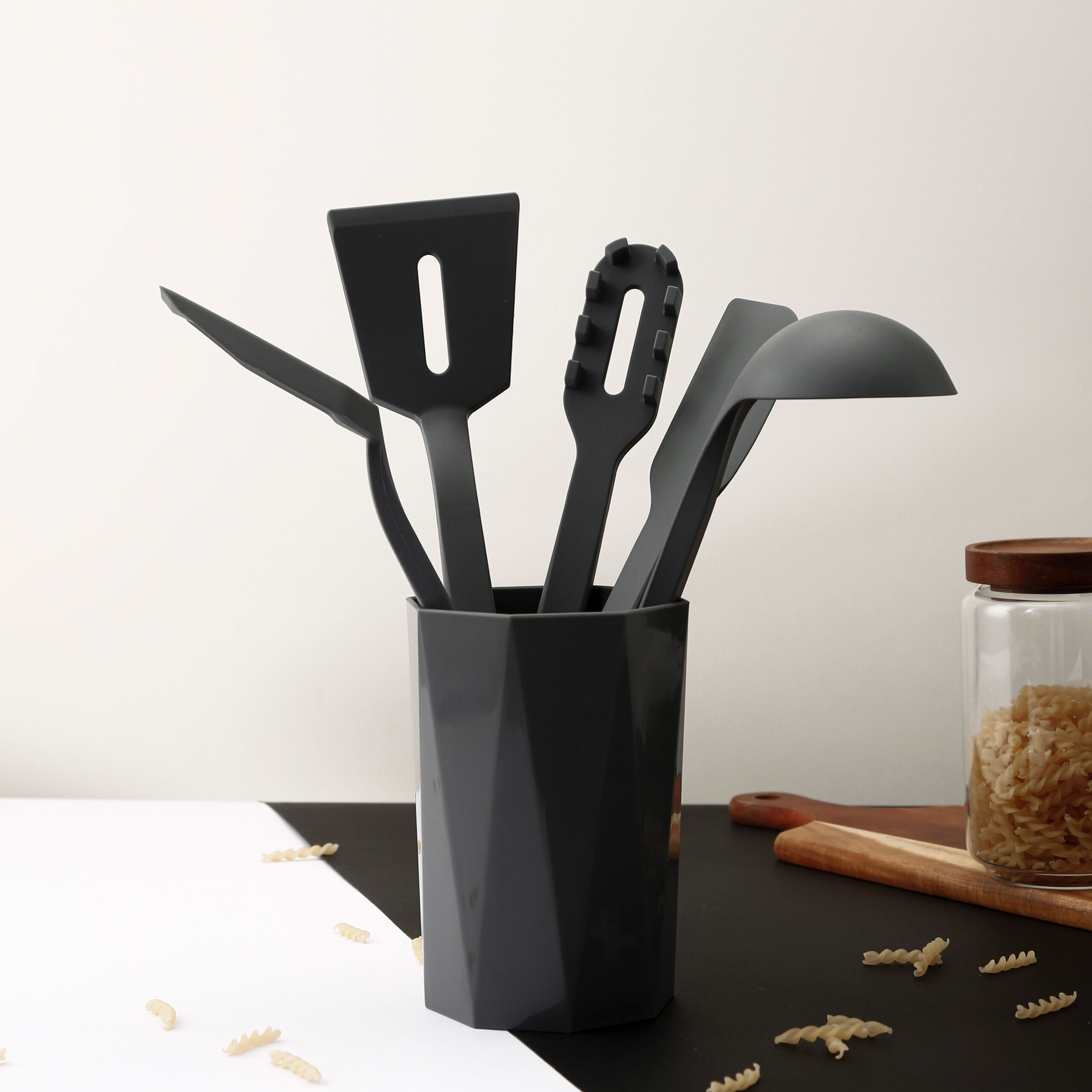 Nylon & Silicone Spatula Set in Storage Bucket