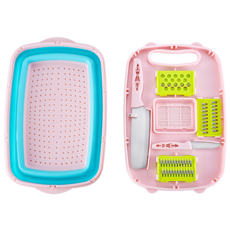 Outdoor Knife Set with Foldable Board & Basket