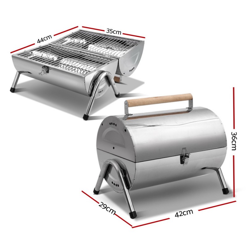 Portable Barrel Grid Charcoal Grill