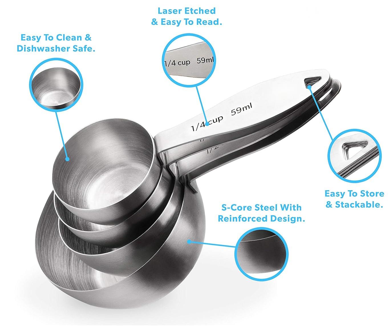 Stainless Steel Measuring Cups Round Set