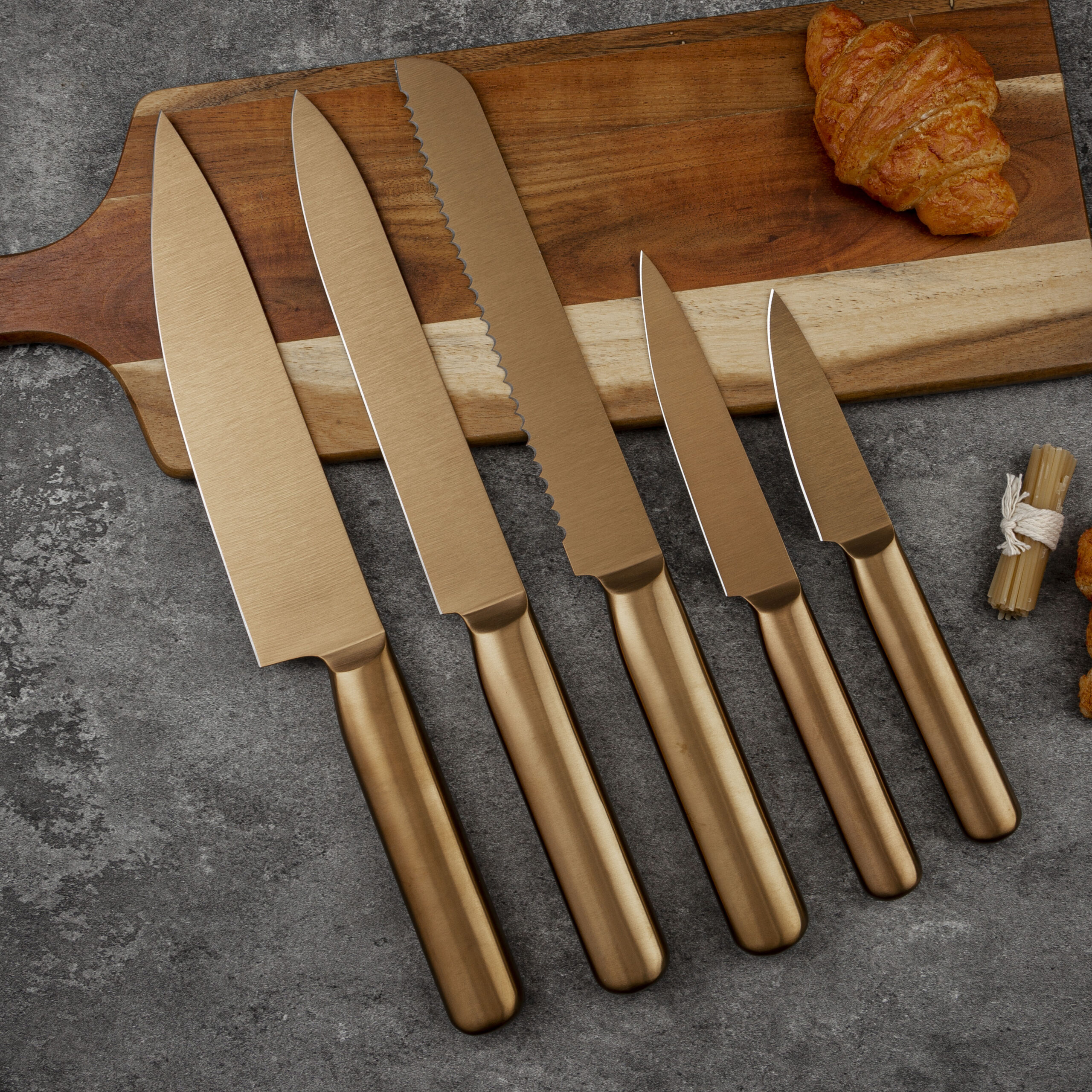 5pc Ti-Coated Stainless Steel Kitchen Knife Set
