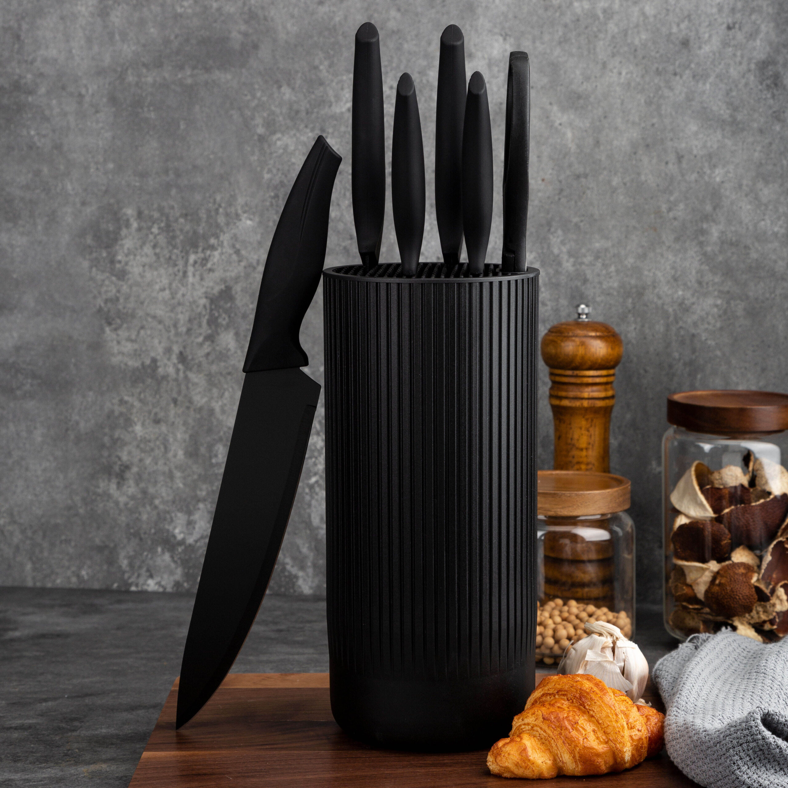 6pc PP Handle 3Cr13 Stainless Steel Chef with Holder