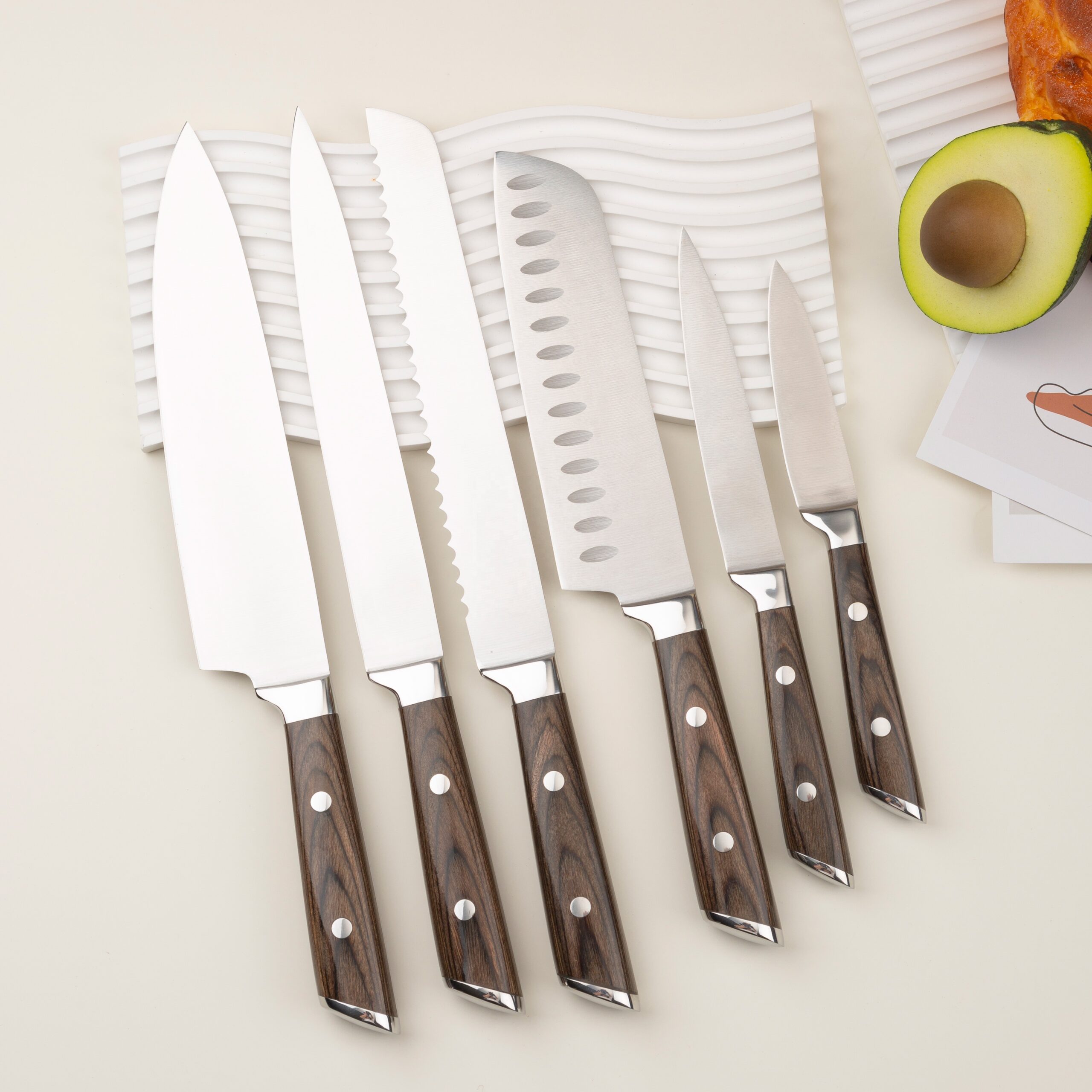6pc Stainless Steel Paring Knife Wood Handle