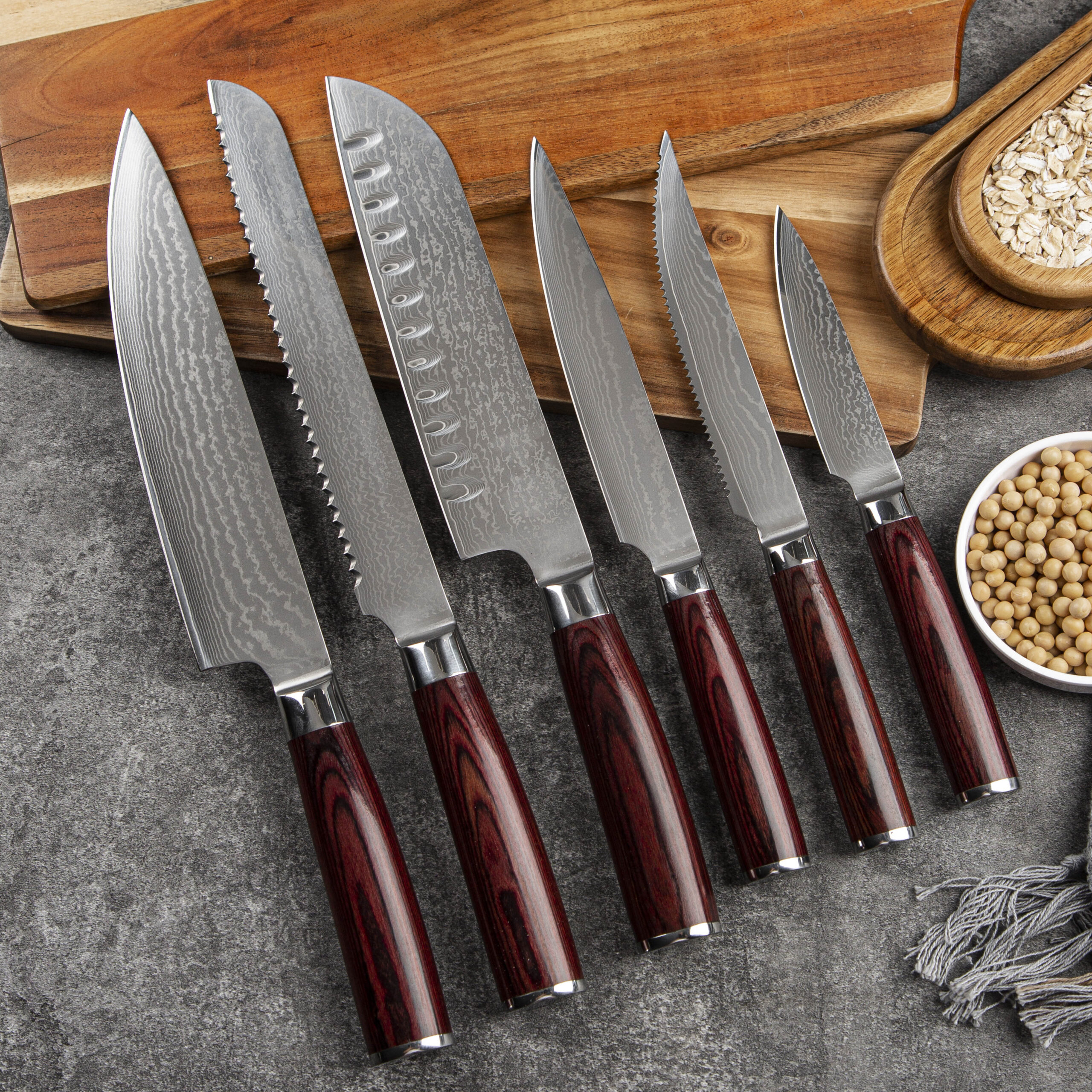 Pakka Handle High Carbon Damascus Steak Knife