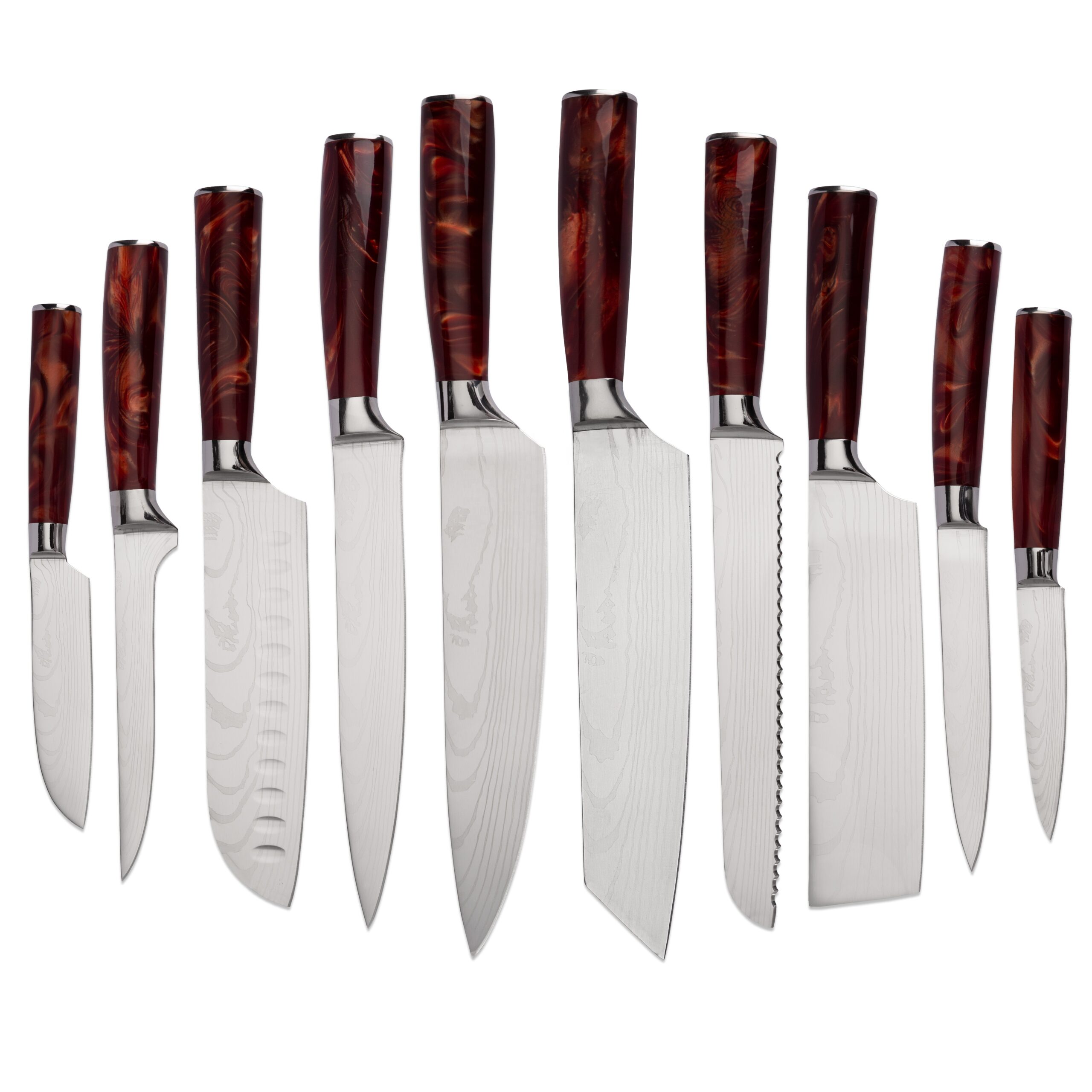 Carbon Damascus 10pc OEM Knife Set