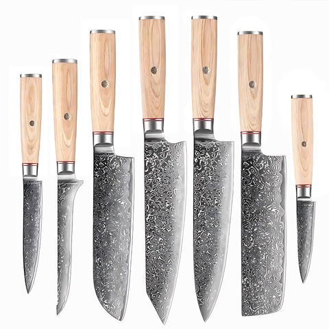 Wood Handle Stainless Steel Chef Knife Set