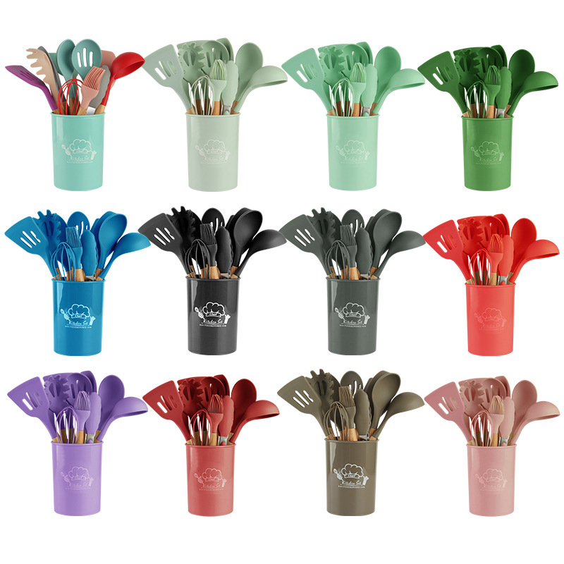 Wood-Handle Non-Stick Kitchen Utensils Set