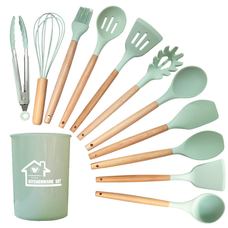 Wood-Handle Non-Stick Kitchen Utensils Set