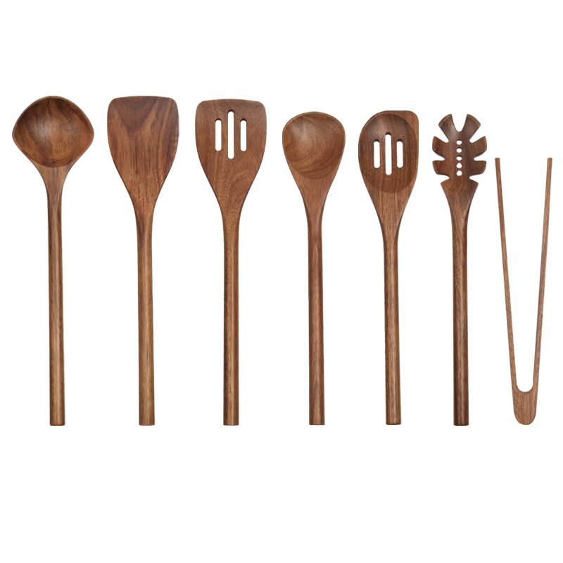 Wood-Handle Non-Stick Kitchen Utensils Set