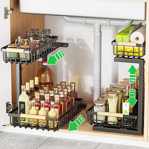 Adjustable 2 Tier Slide Cabinet Rack