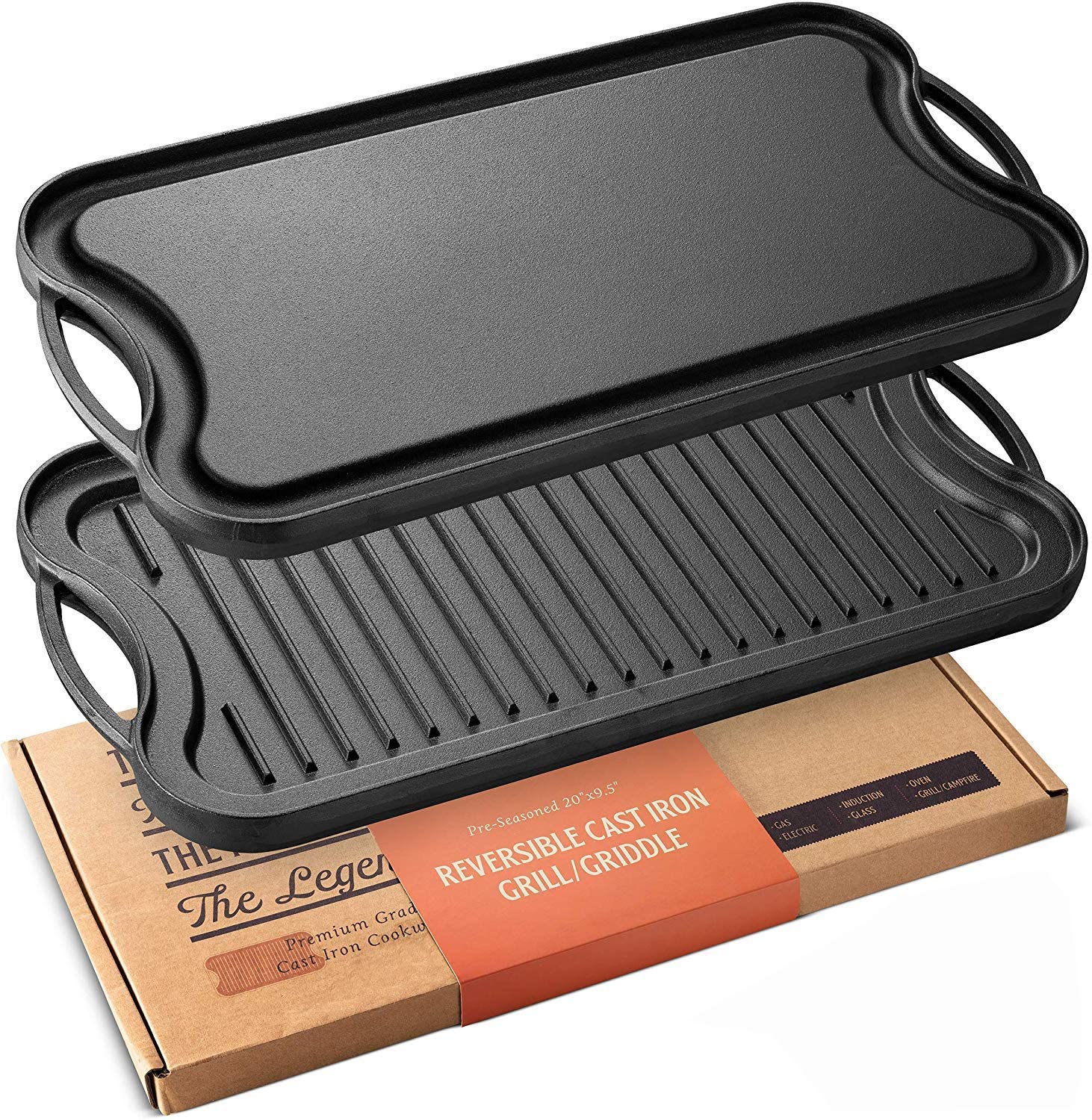 2 in 1 Cast Iron Griddle Plate