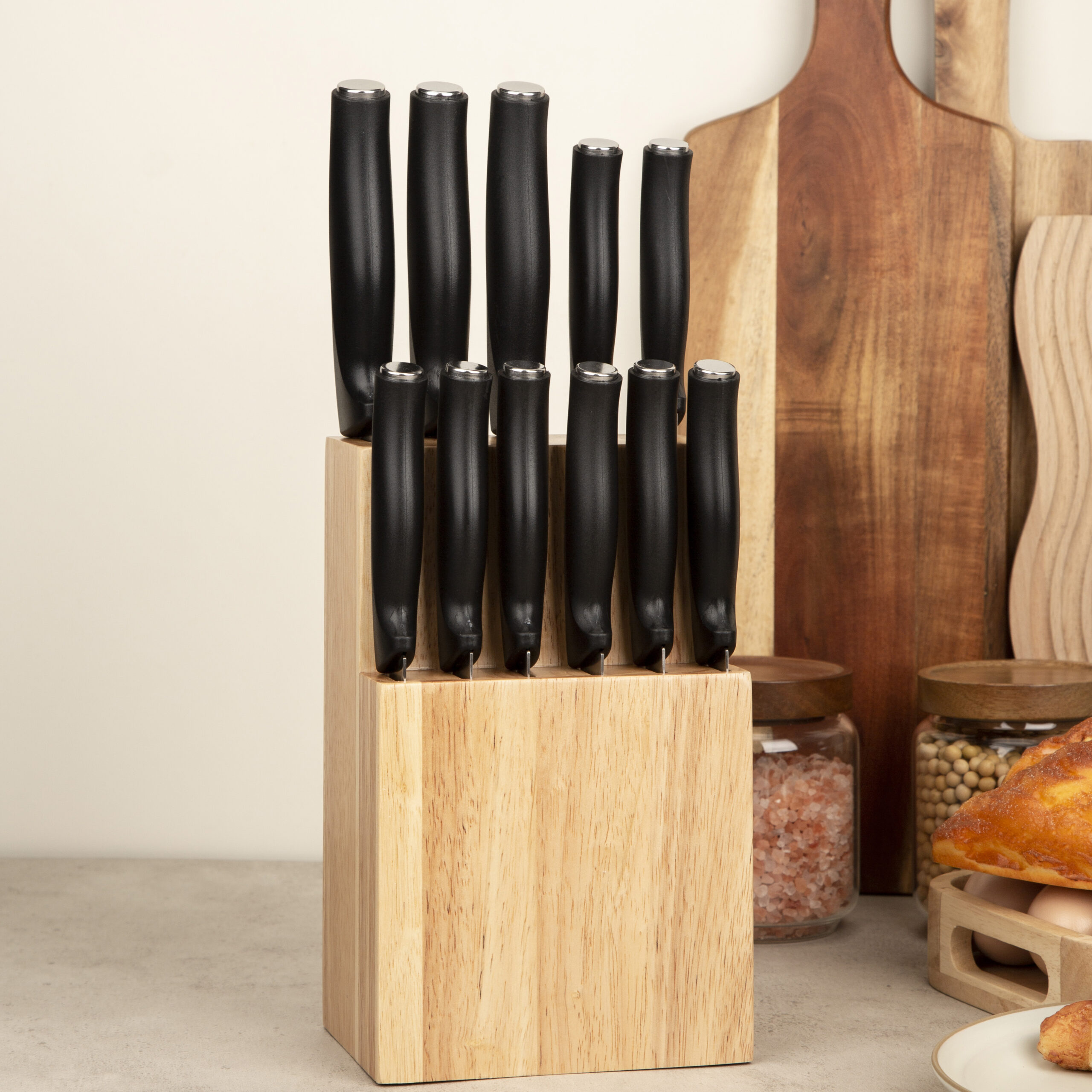 Stainless Steel Chef Kitchen Knife Block Including Steak Knife PP Handle Knife Set
