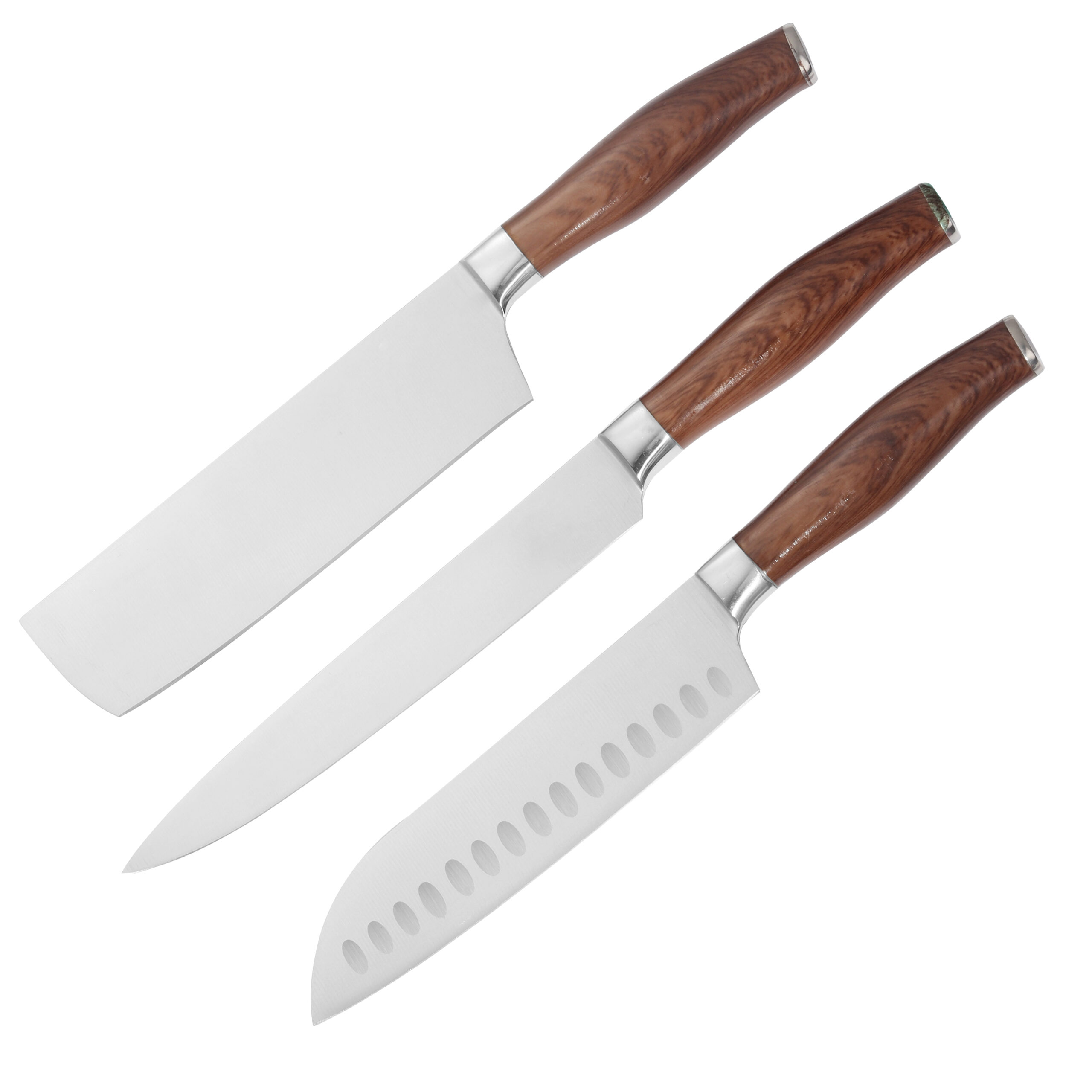 7pc Stainless Steel Knife Set Hollow Handle & Block