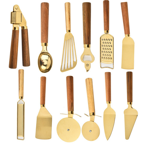 Gold Plated Steel Pizza Knife Set