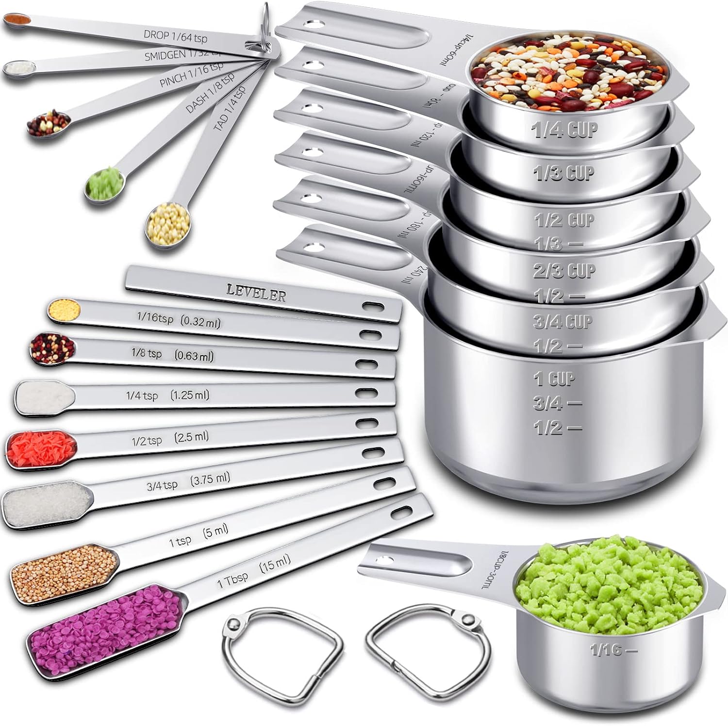 20pcs Stainless Steel Measuring Cups Set