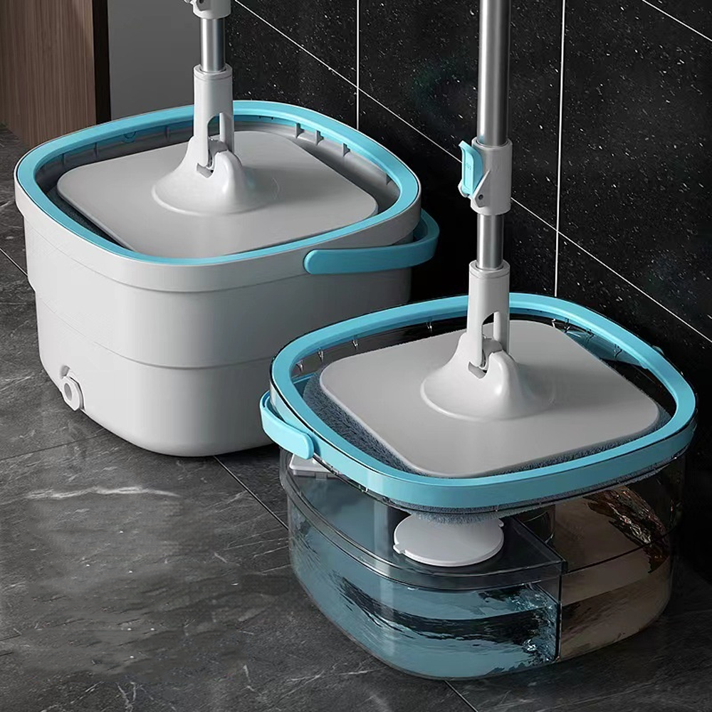 Steel Handle Square Spin Mop & Bucket
