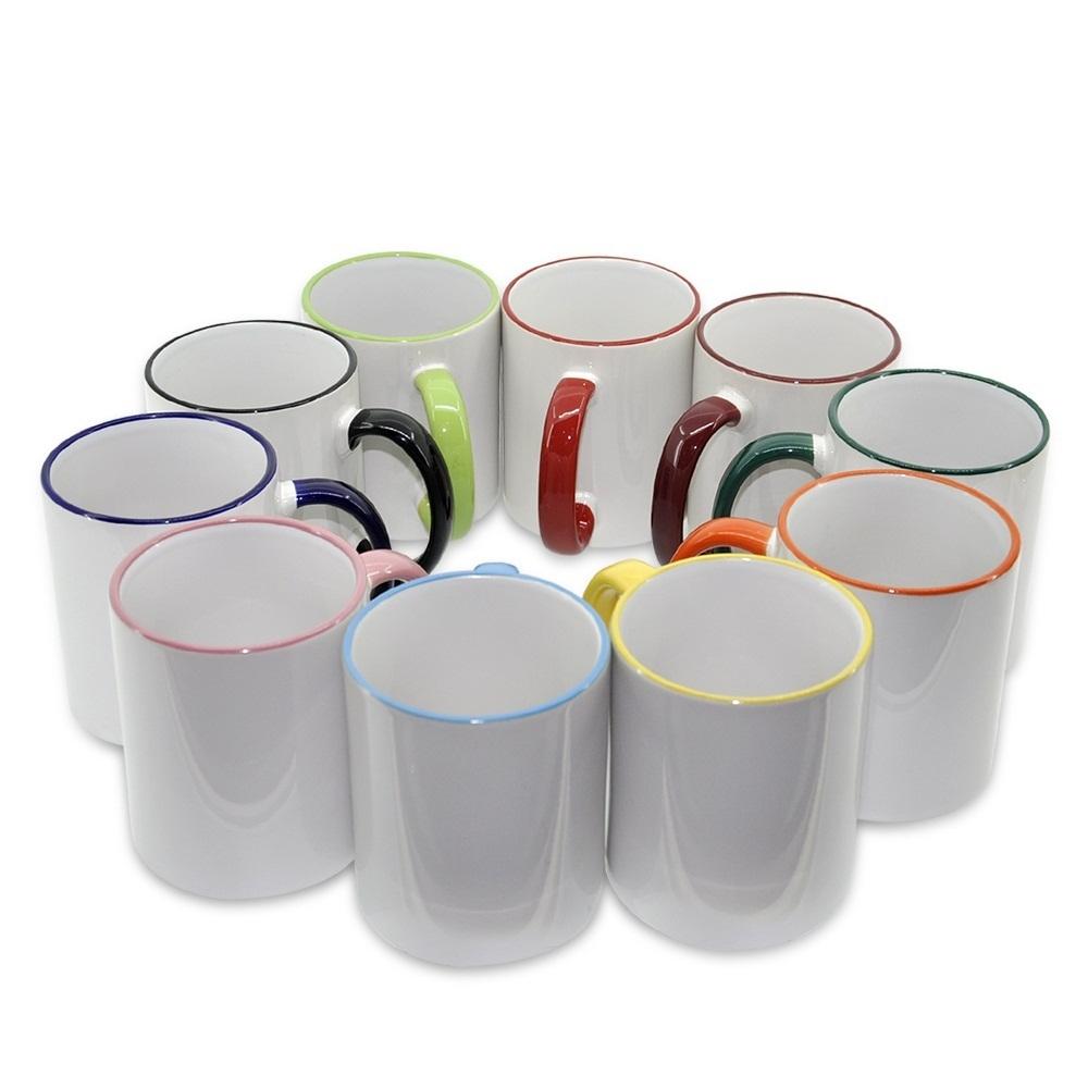11oz Color Rim Handle Mug