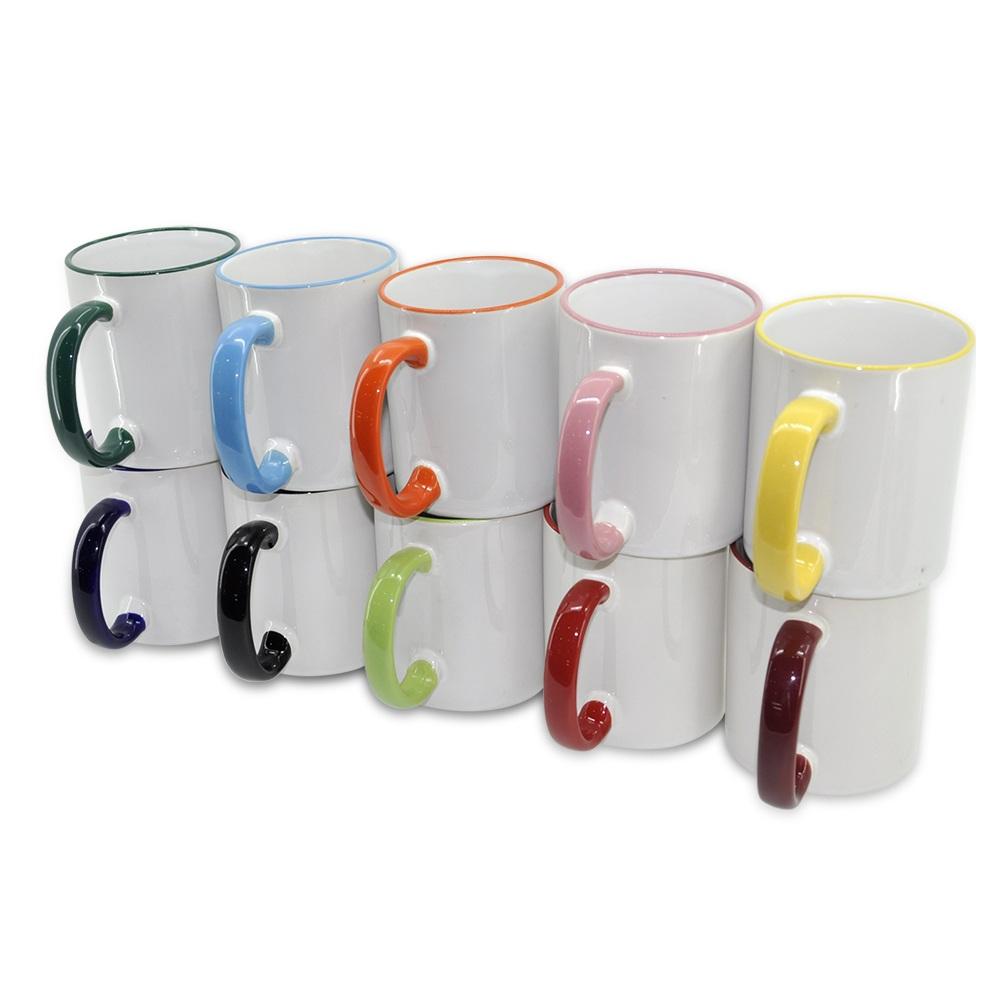 Blank 11oz Color Rim Handle Sublimation Mug
