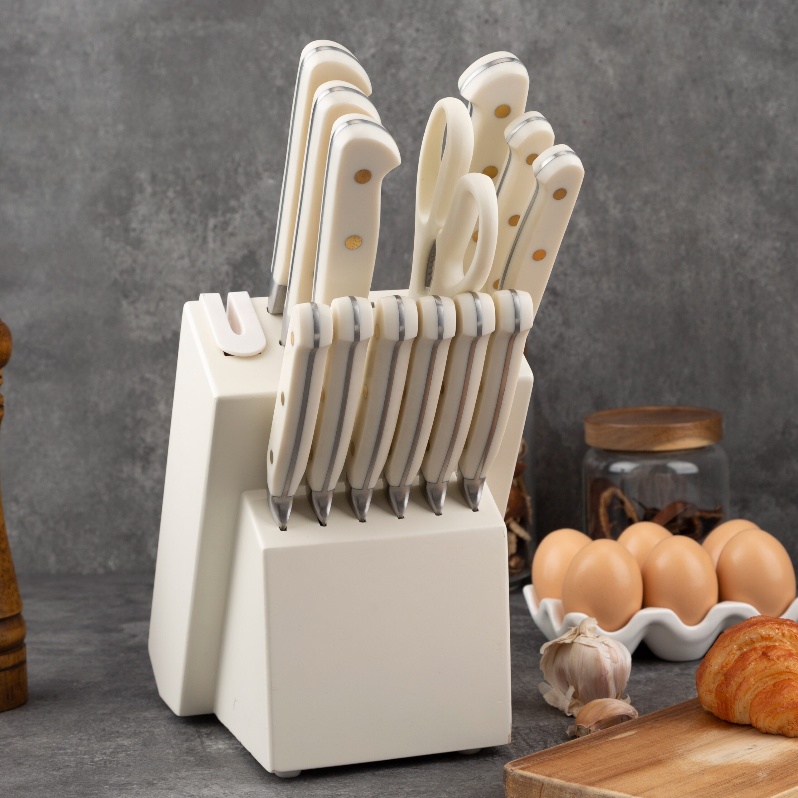 Super-Sharp 14pc German Stainless Steel Wood Block Knife Set