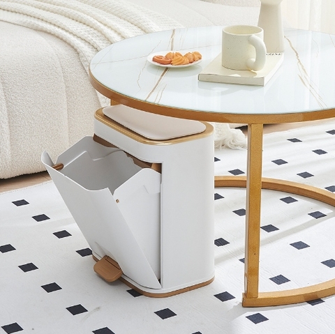 Dual Lid Home Pedal Garbage Can