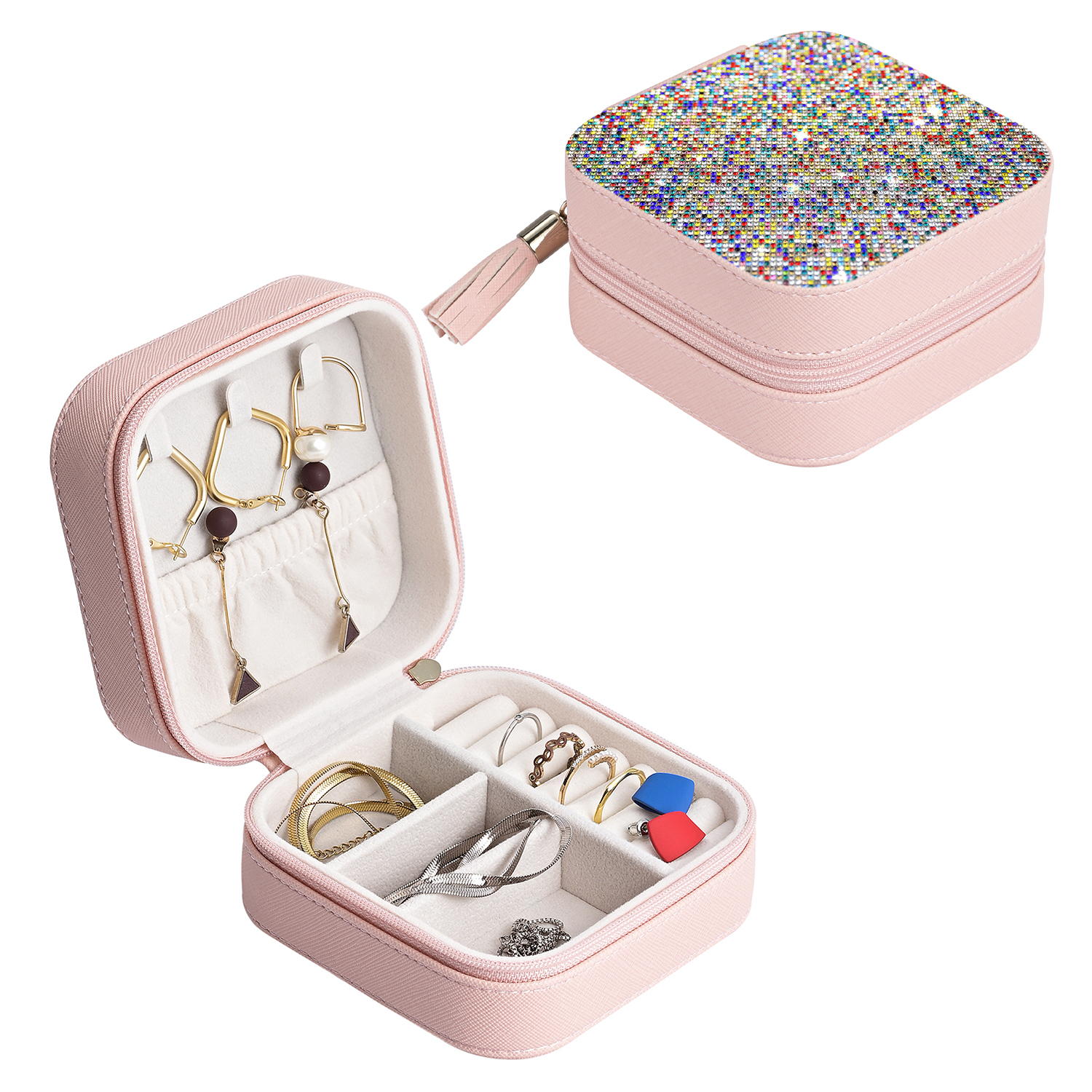 Travel Jewelry Case with Mirror