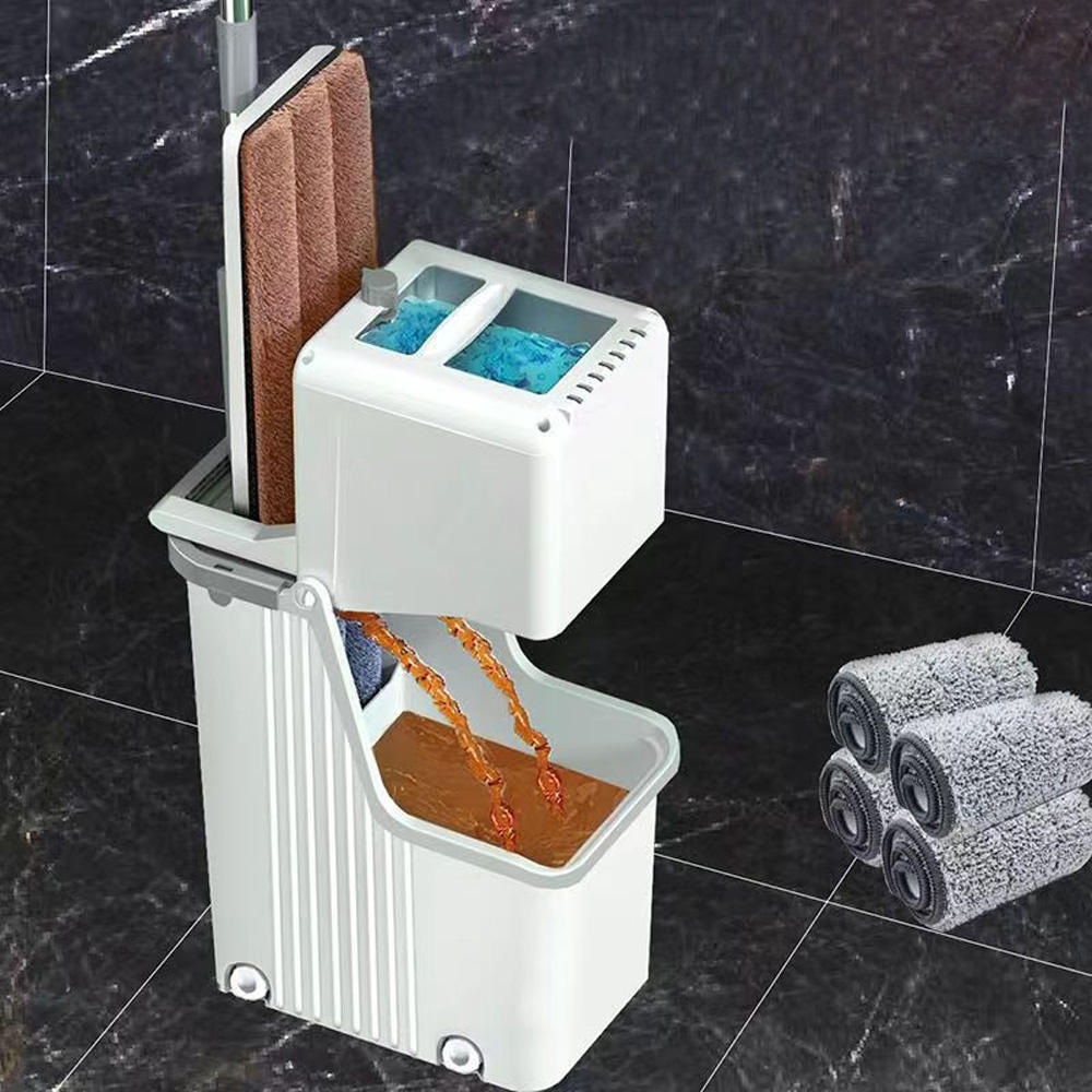 Clean and Dirty Split Twin Bucket Flat Mop
