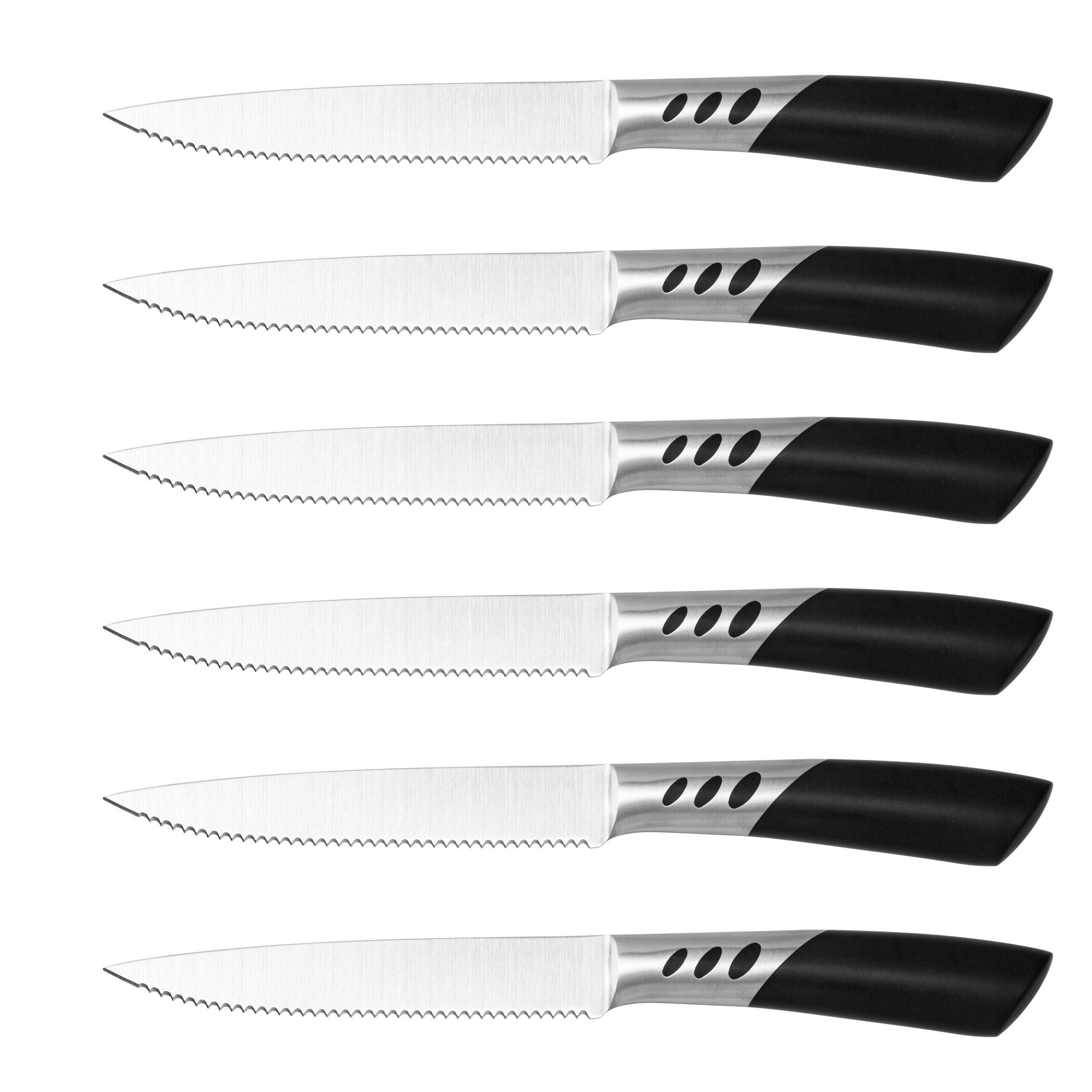6pcs Kitchen Meat Cutting Knife Set Stainless Steel Steak Knives
