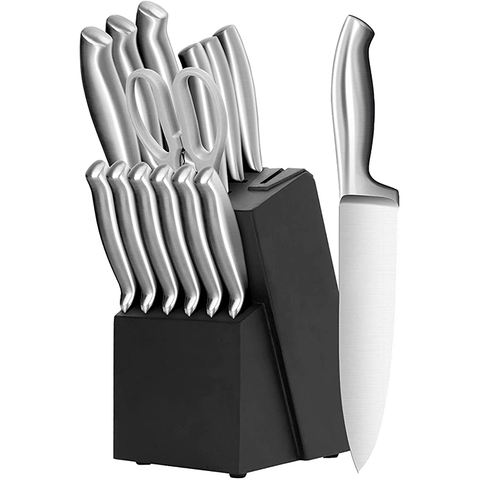Ultra-Sharp Stainless Steel Wood Block Sharpener Knife Set