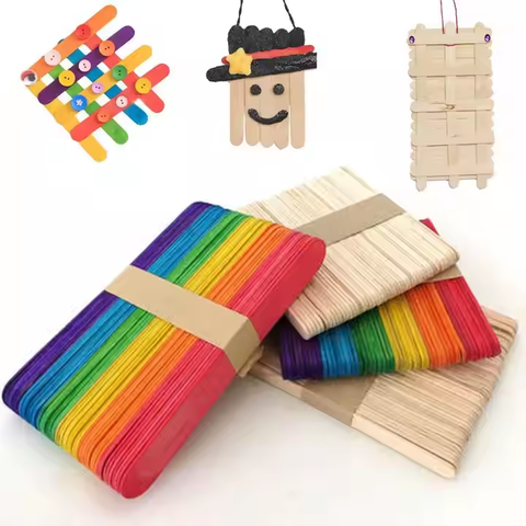 6 Color Wooden Popsicle Sticks