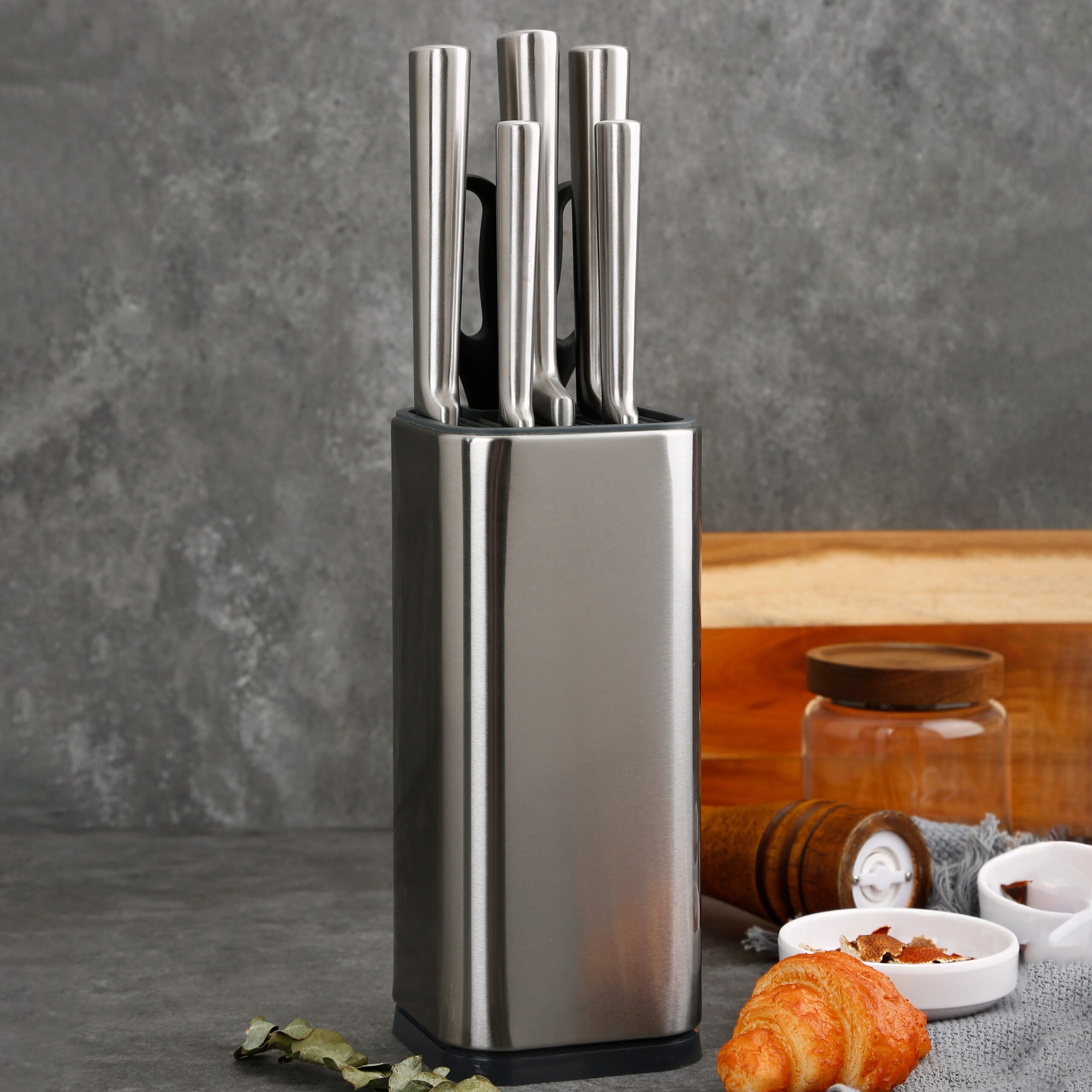 Stainless Steel Block Scissor Compact Knife Set
