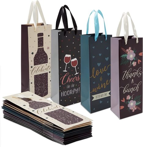 Wine Paper Bags Black Handles