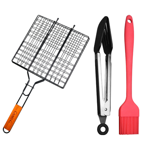 Portable Wood Handle BBQ Basket