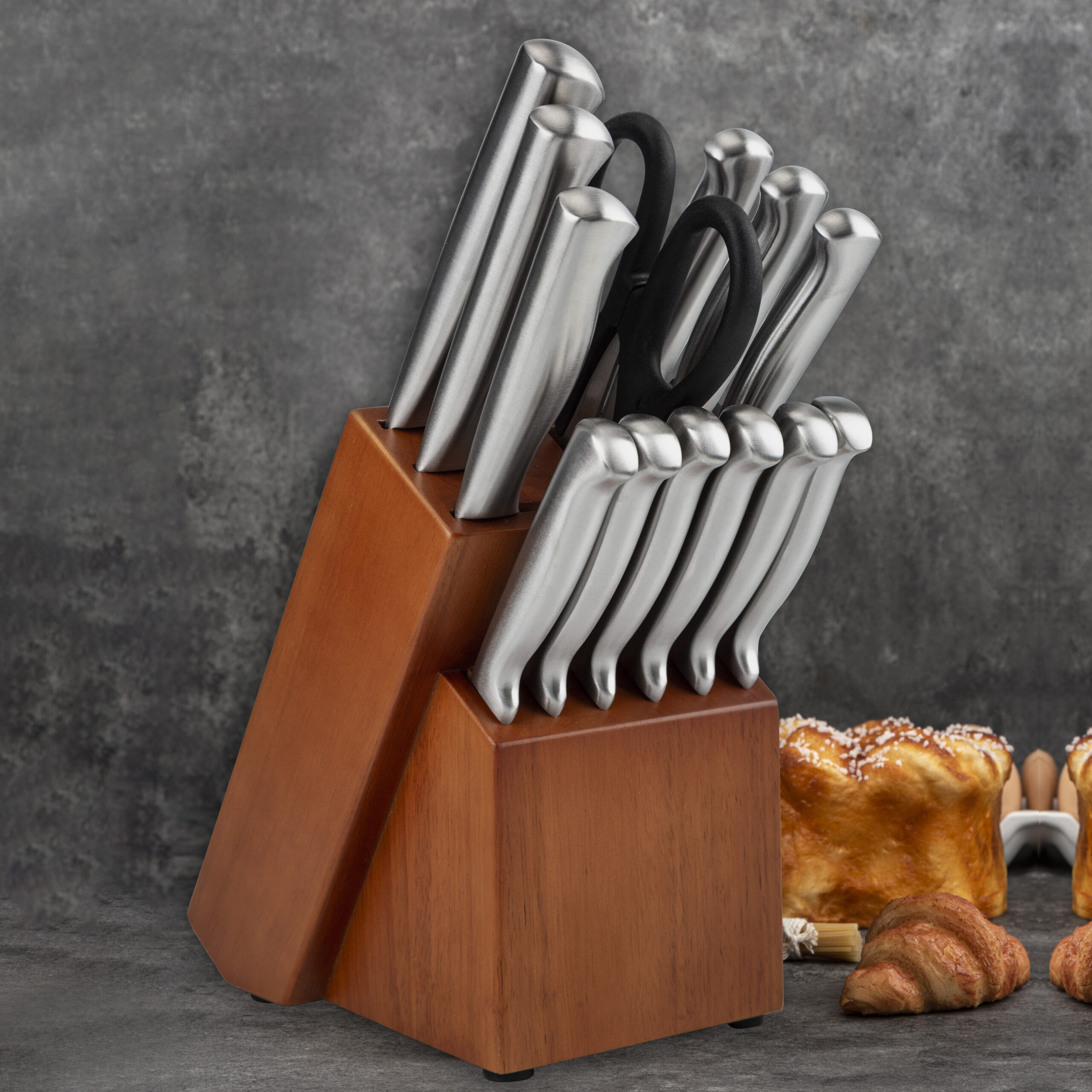 SS Knife & Wood Holder Knife Set