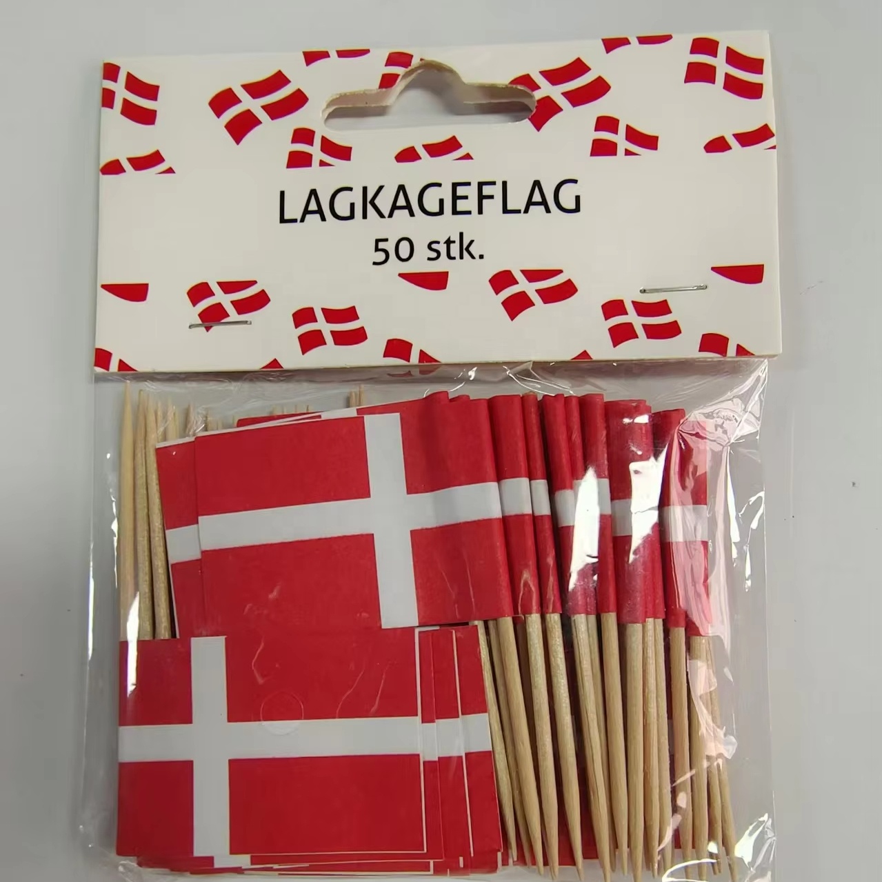 50pcs Denmark Flag Cake Topper