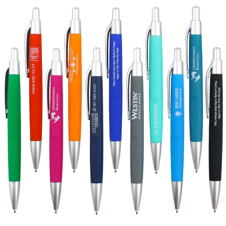 Custom-Branded-X526-Hotel-Cheap-Pen-Rubber.png Rubber Coated Click Pen 1.0mm Gift for X526